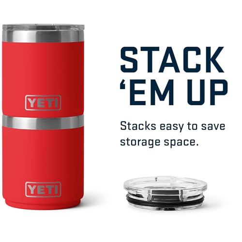 YETI Rambler 10 oz Ceramic Lined Lowball 2.0, Vacuum Insulated with MagSlider Lid, Rescue Red - color: Rescue Red