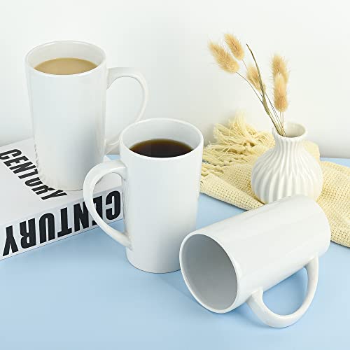BYCNZB 22oz white Super Large tall Ceramic Coffee Mugs Large Handles Set of 4 - color: tall white