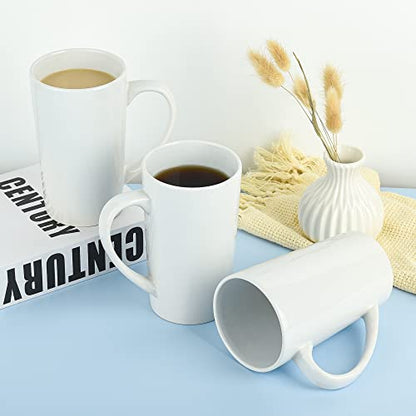 BYCNZB 22oz white Super Large tall Ceramic Coffee Mugs Large Handles Set of 4 - color: tall white