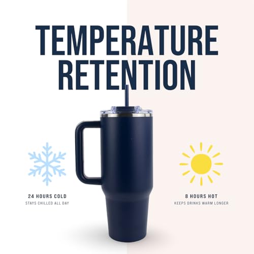 Hogg Big Swig 40oz Tumbler with Handle and Straw - Navy Blue, 40 oz Tumbler, Insulated Cup with Handle, 40oz Water Bottle with Straw, Thermal Cups, Leak Proof Lid, Travel Mugs, Stainless Steel - color: Navy Blue