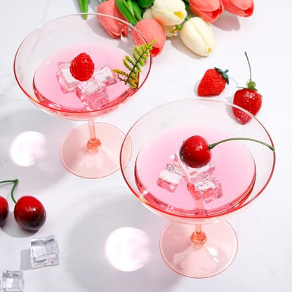 LemonRoad 24 Pcs Plastic Coupe Glasses 9 oz Disposable Martini Glasses for Cocktails, Champagne, Desserts and Espresso, Drinkware Set for Weddings, Birthday Parties, Home Bars (Champagne Powder) - color: Champagne Powder