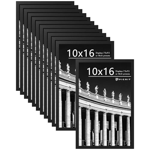 10x16 Picture Frame Set of 12, Modern Gallery Wall Frames, Black | Fits 8x10 With Mat or 10x16 Without Mat, Shatterproof Cover, Horizontal or Vertical Wall Mounting, Tabletop, Photo Collage - color: Black, size: 10x16