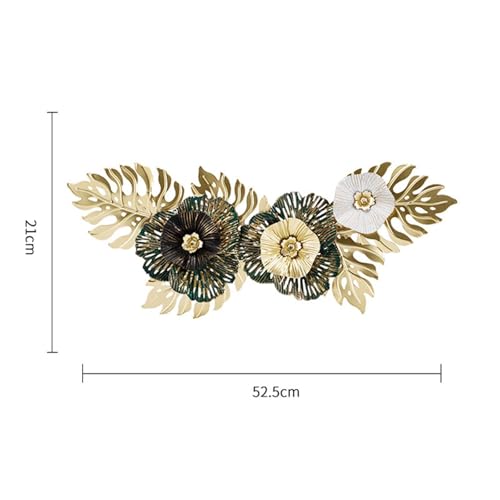 Hanging Wall Art Wall Clock Metal Wall Decor Metal Wall Art Iron and Wood Decorative Pendant Flower Leaf Carved Rustic Style Suitable for Living Room