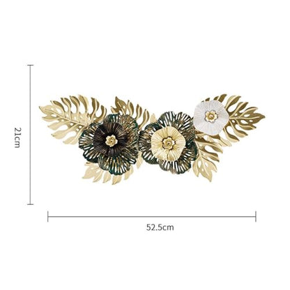 Hanging Wall Art Wall Clock Metal Wall Decor Metal Wall Art Iron and Wood Decorative Pendant Flower Leaf Carved Rustic Style Suitable for Living Room