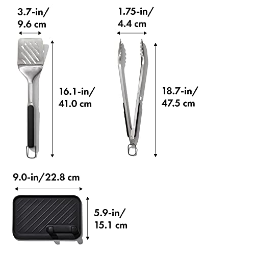 OXO Outdoor 3 Piece Grilling Tool Set - size: 3pc Set - Tongs, Turner and Tool Rest