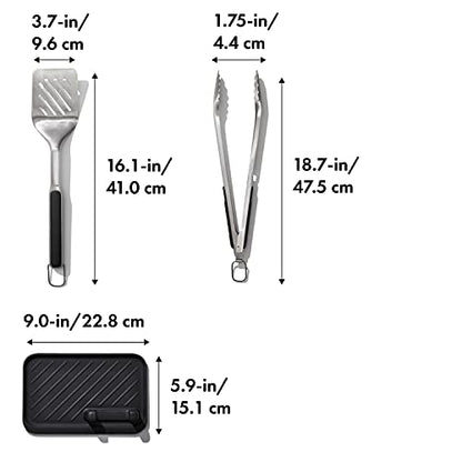 OXO Outdoor 3 Piece Grilling Tool Set - size: 3pc Set - Tongs, Turner and Tool Rest
