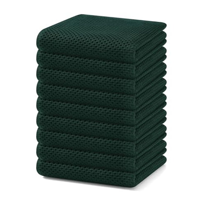 Homaxy 100% Cotton Waffle Weave Kitchen Dish Towels 9-Pack, Blackish Green | 13 x 28 Inches, Ultra Soft Absorbent Dish Towels, Quick Drying Cleaning Towels - color: Blackish Green, size: 13 x 28 - 9 Pack