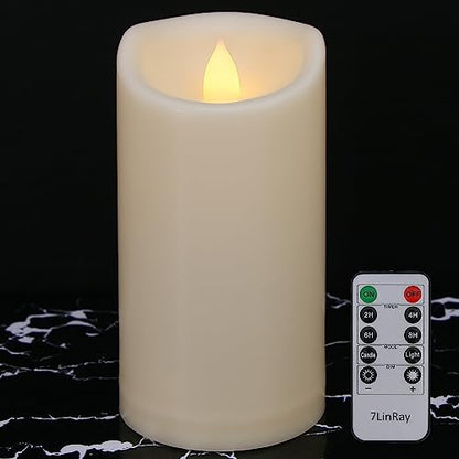 Outdoor Waterproof Flameless Candles with Remote and Timers, 1000 Hours Long Battery Operated LED Pillar Candles, Electric Fake Candles, Ivory Plastic, D3 X H7, 1 Pack - color: 1 Pack-D3"x H7"
