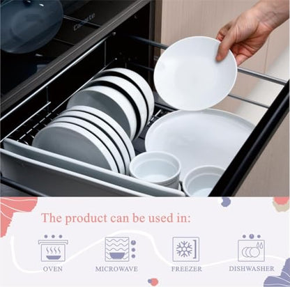 Miicol Ceramic White Appetizer & Dessert Plates Bundle, 6" and 8" Porcelain Serving Set of 12