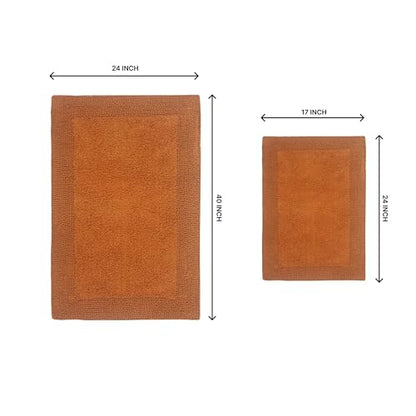 Home Weavers Luxury Collection 100% Cotton Reversible Bathroom Rugs Set, Washable Rug, Extra Soft and Absorbent Bath Rug, Kitchen Mat, 2 Piece Set(S+L), Terracotta - color: Terracotta, size: 2 Piece Set(S+L)
