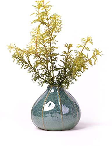 HAUCOZE Ceramic Flower Vase Decorative Sculpture Modern Home Decor 6.3 Inch | Ceramic Handmade Gift Table Centerpiece Ornament for Dining Room Office Cafe - size: Medium