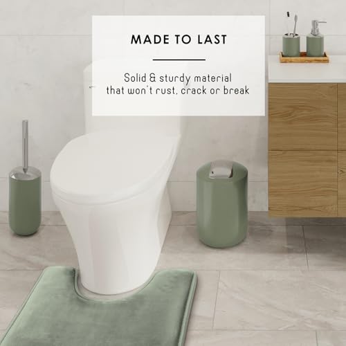 Clara Clark Bathroom Set - Sage Green Bathroom Accessories Set, Bathroom Sets with Shower Curtain and Rugs, 23PC Shower Curtain Set with Liner, Soap Dispenser, Soap Dish, and Toilet Brush Holder - color: Sage Green, size: Complete Set + Bath Rugs