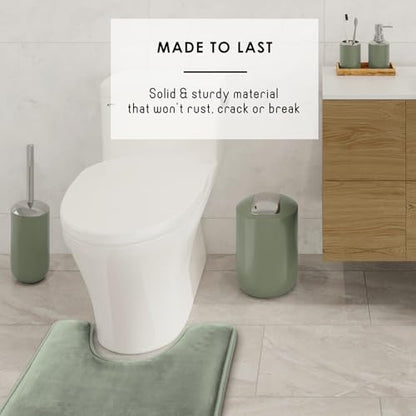 Clara Clark Bathroom Set - Sage Green Bathroom Accessories Set, Bathroom Sets with Shower Curtain and Rugs, 23PC Shower Curtain Set with Liner, Soap Dispenser, Soap Dish, and Toilet Brush Holder - color: Sage Green, size: Complete Set + Bath Rugs