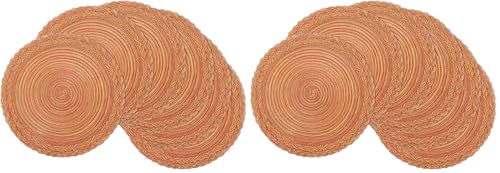 SHACOS Round Placemats Set of 6 Woven Round Table Mats 15 inch Circle Braided Edge Washable Cotton Polyester Kitchen Dining Table Place Mats, Fall Color Mix (Pack of 2) - color: Fall Color Mix, size: 6 pieces (Pack of 2)
