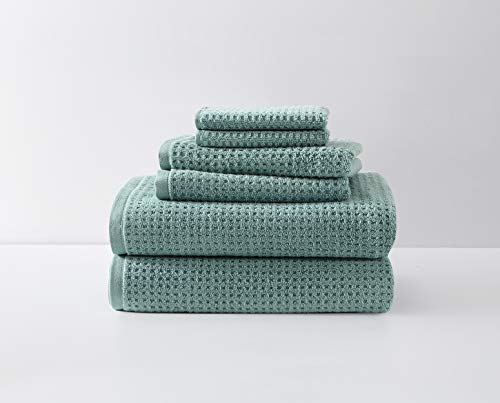 Tommy Bahama - Bath Towels, Highly Absorbent Cotton Bathroom Decor, Low Linting & Fade Resistant, Oeko-Tex Certified (Northern Pacific Bay Blue, 6-Piece) - color: Northern Pacific Bay Blue, size: 6 Piece Bath Towels