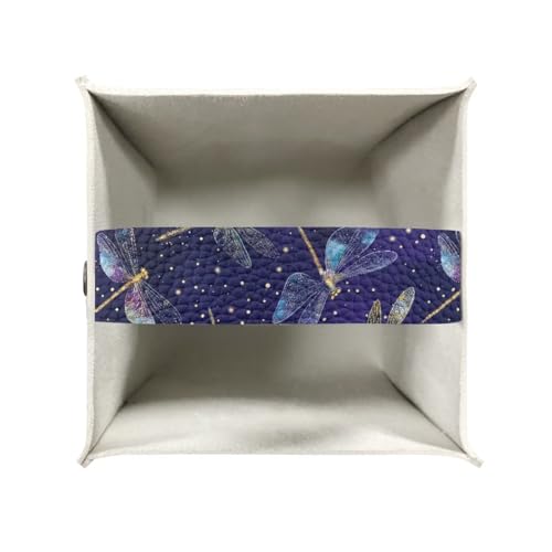Dragonfly Leather Tissue Box Cover with Bottom Strap Foldable Tissues Cube Easy to Clean Case for Bathroom Living Room Office Desk Tabletop - color: Dragonfly