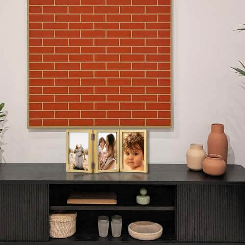 WUTL 3 Picture Frame Triple Collage 4x6 Frames with Real Glass Golden | Trifold Photo Frame, Hinged Foldable, Crystal Clear Real Glass - color: Gold, size: 4x6