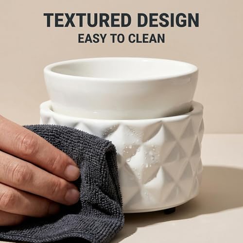 Ceramic Candle Warmer for Large Jars with 1 PC Silicone Liner | Wax Melt Warmer ,4-in-1 Electric Warmer for Jar Candle Wax Cube Essential Oil Coffee Tea Mug, Ideal Gift for Home Office - color: White Diamond