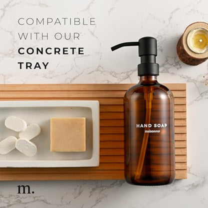 MaisoNovo Soap Dispenser 2-Piece Set | 16.9oz Amber Bottles with Black Plastic Pumps - color: Amber/Black