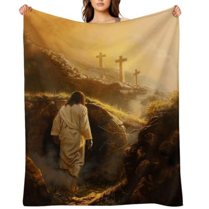 Jesus Leaving The Tomb 01 Flannel Blankets Fleece Soft Throw Lightweight Plush Gifts for Couch, Bed, Cozy Sofa Plush, Chair, Lovers 60x80in(150x200cm) - color: Style-10, size: 60x80in(150x200cm)
