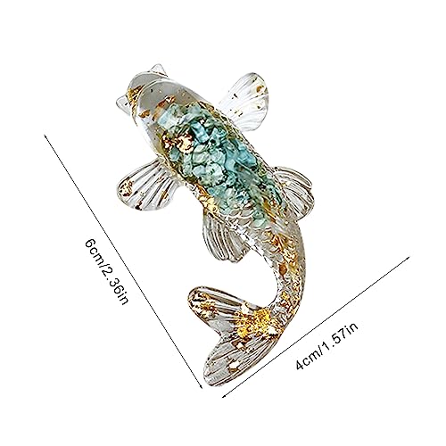 Natural Crystal Fish Miniature Figurine Resin Animal Ornament Craft Home Decorations For Desktop Office Car Accessories