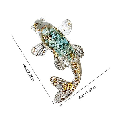 Natural Crystal Fish Miniature Figurine Resin Animal Ornament Craft Home Decorations For Desktop Office Car Accessories