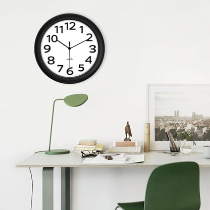 10 Inch Wall Clock, 2Pack Silent Non Ticking Battery Operated Clocks | Black Analog Clock| Living Room, Office, Classroom, Bedroom, Kitchen, Bathroom| Modern Simple Style | Easy to Read | Accurate - color: With Black Second Hand, size: 10 inches