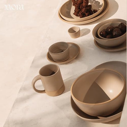 Mora Medium Mugs Set of 4, 16oz Ceramic Pottery Latte Mugs/Coffee Cups - Microwave and Dishwasher Safe - Mushroom - color: Mushroom