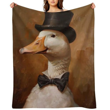 Gentleman Duck 02 Flannel Blankets Fleece Soft Throw Lightweight Plush Gifts for Couch, Bed, Cozy Sofa Plush, Chair, Lovers 50x60in(125x150cm) - color: Style-28, size: 50x60in(125x150cm)
