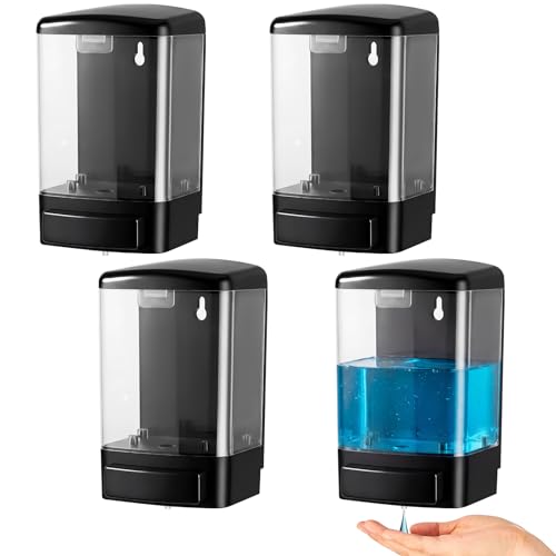 Hushee 4 Pcs Wall Mounted Soap Dispenser,33.8 Oz 1000 Ml,Clear | Manual Press, 1000ml 33.8oz Capacity Clear Window, For Restaurant Bathroom Kitchen Hotel, Liquid Soap Shampoo Dispenser - color: Clear, size: 33.8 oz 1000 ml