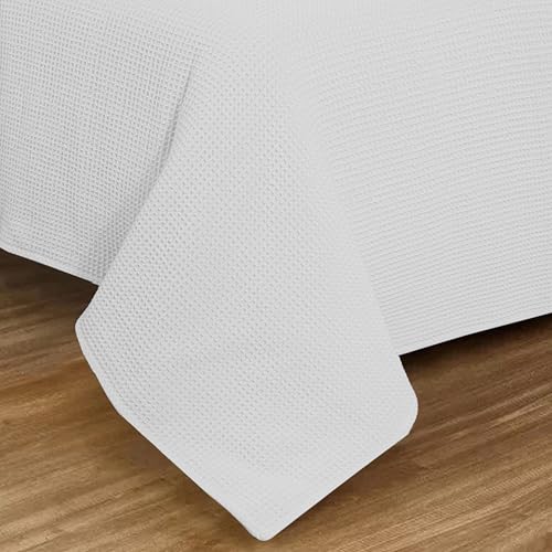 100% Cotton Waffle Weave Blanket, Twin Size 60 x 90 Inches, 300 GSM Lightweight Breathable Cooling Bed Blanket for Summer & All Season, Soft Woven Blanket, White - color: White, size: 60x90-Twin