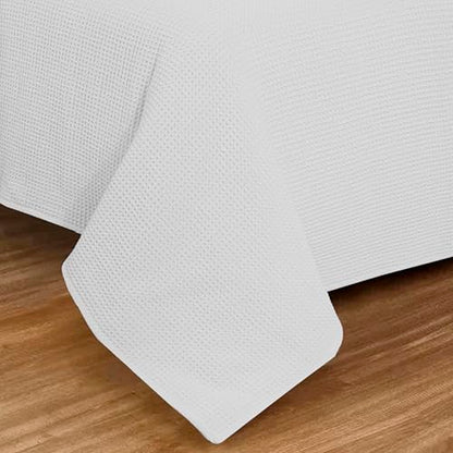 100% Cotton Waffle Weave Blanket, Twin Size 60 x 90 Inches, 300 GSM Lightweight Breathable Cooling Bed Blanket for Summer & All Season, Soft Woven Blanket, White - color: White, size: 60x90-Twin