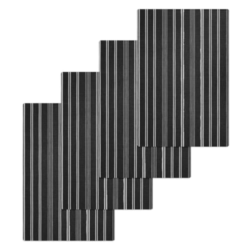 Black Striped Hand Towels Set, Waffle Weave Kitchen Towels 4 Pieces, Farmhouse Stripes Modern Vintage Microfiber Hair Face Bath Tea Towel Absorbent Quick Drying Cleaning Dish Cloths, 15.7"x23.6" - color: Black, Onyx, Gray, size: 4PCS,15.7"x23.6"