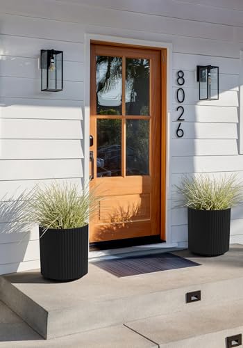 Veradek Round Demi Planter Pots for Indoor/Outdoor Garden Use, Made from Plastic-Concrete Mix with Drainage Holes, Perfect for Small to Large Succulent Plants, Flowers, Modern Interior Plants | Made From a Durable Plastic-Stone Composite With Pre-Drilled