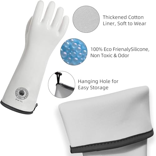 15" Long Silicone Oven Gloves, Heat Resistant Kitchen Oven Mitts (10/XL) | Food Grade Waterproof Silicone Gloves for Cooking, Grilling & Smoker Barbecue, Sourdough Baking - color: White Extra Long, size: 10/XL