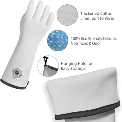 15" Long Silicone Oven Gloves, Heat Resistant Kitchen Oven Mitts (10/XL) | Food Grade Waterproof Silicone Gloves for Cooking, Grilling & Smoker Barbecue, Sourdough Baking - color: White Extra Long, size: 10/XL