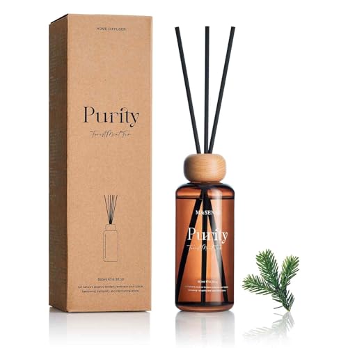 M&SENSE Reed Diffuser Set, Forest Mint Fir, 6.3 oz Natural Essential Oil | Non-Toxic Organic, Long-Lasting Fragrance, Ideal for Living Room, Entryway, Gifts for Women - color: Forest Mint Fir, size: 180 ml