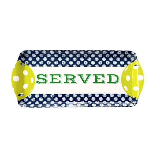 Navy Pickleball Melamine Serving Tray with Handles Reusable Party Platter | By Sprinkles & Confetti BPA-Free Durable Birthdays Outdoor Events Charcuterie Appetizers Cupcakes Snacks Entertaining - color: Navy & Lime