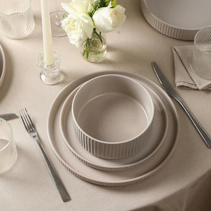 Stone Lain Haven Modern Stoneware 4 Piece Dinner Plates Sets, Dish Set for 4,Reactive Glaze Beige - color: Beige, size: 4-Piece - Dinner Plate