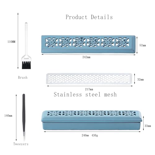 CEREMONY Incense Holder for Sticks, Ceramic Insence-Stick Holder Ash Catcher, Incense Holder Timkburner for Meditation Yoga Spa Room Incense Holder (Mesh-Blue) - color: Mesh-blue