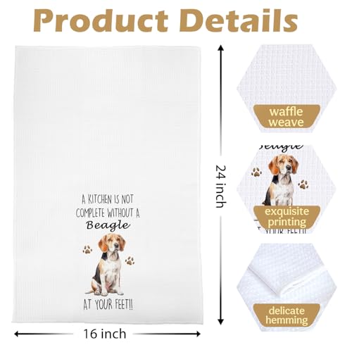 Beagle Gifts Kitchen Towels 16x24 Inch, Beagle Gifts Decorative Waffle Weave Dish Towels, Dog Mom Lovers Gift Hand Tea Towel, Set of 2 - color: Beagle