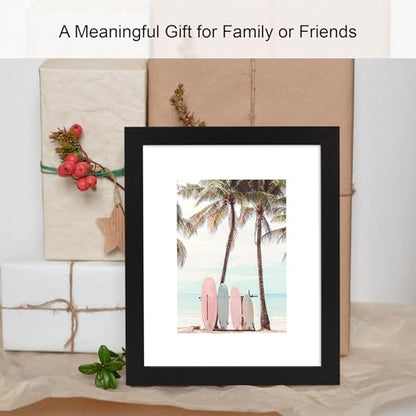Hongkee 8x10 Picture Frame (4 Pack, Black) Made of Real Glass and Wooden Frame - Display Pictures 5x7 with Mat or 8x10 Without Mat, 8 by 10 Photo Frames TableTop Display and Wall Mounting - color: Black, size: 8x10 in
