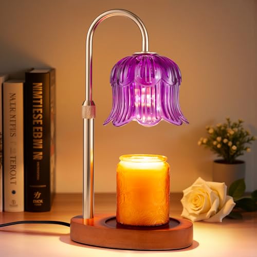 Candle Warmer Lamp Adjustable Timer Electric－Purple Flower-Shaped Wax lamp - color: Purple