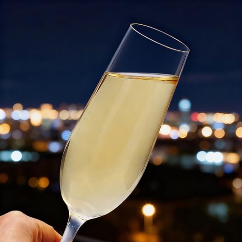 Champagne Flutes 7.5oz, Champagne Glasses Set of 6,Unique Gift | Elegant Champagne Glasses for Birthday, Wedding, Anniversary, Wedding Toasting Glasses for Home Bar, Special Occasions - style: Elegant Tapered
