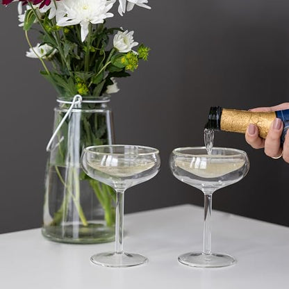 Outset Double Wall Glasses, Coupe Champagne Glasses, Set of 2, Borosilicate Glassware - size: Set of 2, Coupe Champagne