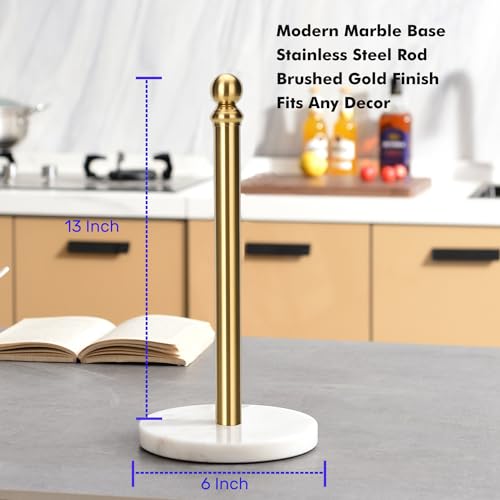Exilon Gold Paper Towel Holder Countertop, Standing Paper Towel Roll Holder for Kitchen Bathroom, with Weighted Base for One-Handed Operation - color: Gold