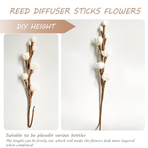 Reed Diffuser Sticks, Flower Sticks Set,White Rose Wood Flower, Reed Diffuser for Home, for Bedroom, Office Bathroom Shelf Decor