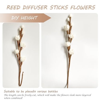 Reed Diffuser Sticks, Flower Sticks Set,White Rose Wood Flower, Reed Diffuser for Home, for Bedroom, Office Bathroom Shelf Decor