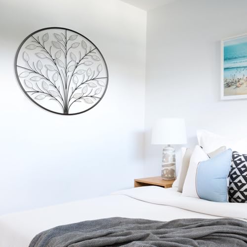 ALICE HOUSE Metal Wall Art with Shell Leaves, 26" Tree Wall Sculpture, Wall Decor for Living Room, Dining Room, Bedroom, Entryway AL4101