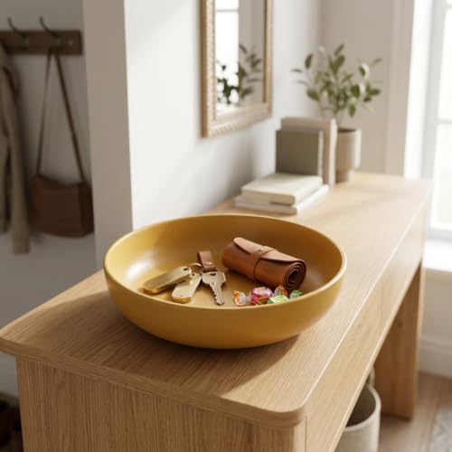 8'' Key Bowl, Decorative Bowl With Yellow, key Holder for Entryway Table, Purse Bowl, Candy Dish,Fruit Bowl